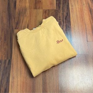 RVCA Mustard Yellow Crewneck With Red Embroidered Logo | Size: L